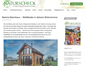 Naturscheck & Naturia Naturhaus 2024 Magazin Platzierung